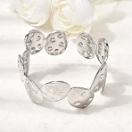 Hammered 304 Stainless Steel Cuff Bangles for Women, Flat Round, Stainless Steel Color, Inner Diameter: 1.81~1.93 inch(4.6~4.9cm)(BJEW-T030-03P)