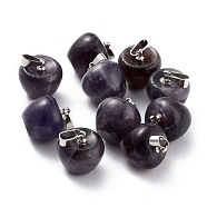 Natural Amethyst Pendants, with Platinum Brass Loops, Apple, 14~15x14x14mm, Hole: 6x3mm(G-Z022-01S)