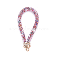 CCB Plastic Pendant Decorations, with Rhinestone inside, Light Gold, Colorful, 115x17mm(KEYC-I110-A09)