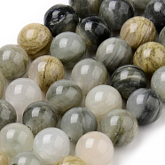 Natural Green Rutilated Quartz Beads Strands, Round, 6~6.5mm, Hole: 1mm, about 63pcs/strand, 15.5 inch(X-G-Q462-61-6mm)