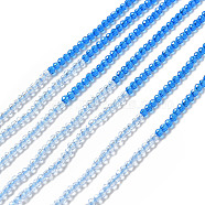 2 Colors Transparent Glass Beads Strands, Segmented Multi-color Beads, Faceted, Round, Light Sky Blue, 2mm, Hole: 0.5~0.6mm, about 184~211pcs/strand, 15.28~15.75 inch(38.8~40cm)(GLAA-G093-01G)