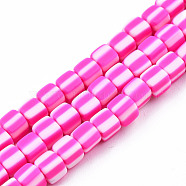 Handmade Polymer Clay Beads Strands, Cube, Hot Pink, 5x5x4.5mm, Hole: 2mm, about 85~86pcs/strand, 15.83 inch~16.06 inch(40.2~40.8cm)(CLAY-N010-074-07)