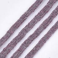 Soft Faux Mink Fur Cords, Nylon Cord, Old Rose, 9~10mm, about 110yards/bundle(OCOR-S115-01C)