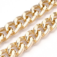 Aluminum Curb Chains, Diamond Cut Cuban Link Chains, Unwelded, Light Gold, 19x14x4mm(CHA-N003-23KCG)