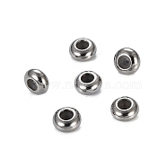 304 Stainless Steel Beads, with Rubber Inside, Slider Beads, Stopper Beads, Rondelle, Stainless Steel Color, 7x3mm, Hole: 4mm, Rubber Hole: 1.6mm(STAS-S103-18B-P)