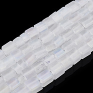 Transparent Frosted Glass Bead Strands, Rectangle, Creamy White, 3~8.5x3.5~4x3.5~4mm, Hole: 1.2mm, about 96~101pcs/strand, 15.16 inch~15.55 inch(38.5~39.5cm)(GLAA-N047-08-B10)