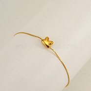 304 Stainless Steel Serpentine Chain Bracelets, Chunk Letter Link Bracelets for Women, Real 18K Gold Plated, Letter K, 6.50 inch(16.5cm), letter: 7~8.5x6~10.5mm(BJEW-H608-01G-K)