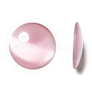 Cat Eye Glass Cabochons, Half Round/Dome, Pink, about 18mm in diameter, 4.8mm thick(CE072-18-20)