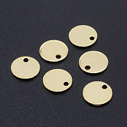 201 Stainless Steel Laser Cut Charms, Blank Stamping Tag, Flat Round, Golden, 8x1mm, Hole: 1.4mm(STAS-S105-T946-8)
