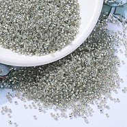MIYUKI Delica Beads, Cylinder, Japanese Seed Beads, 11/0, (DB1211) Silverlined Gray Mist, 1.3x1.6mm, Hole: 0.8mm, about 2000pcs/bottle, 10g/bottle(SEED-JP0008-DB1211)