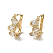 Brass Hoop Earrings, with Glass, Light Gold, 19x12mm(EJEW-L271-13KCG-03)