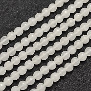 Natural Malaysia Jade Bead Strands, Imitation White Jade, Round, Dyed, Faceted, White, 6mm, Hole: 0.8mm, about 63pcs/strand, 14.5 inch(G-A147-6mm-A04)