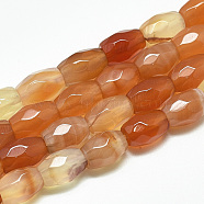 Natural Carnelian Beads Strands, Faceted, Oval, 8.5~9x6mm, Hole: 1mm, about 22pcs/strand, 8.07 inch(G-S357-A09)
