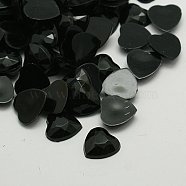 Imitation Taiwan Acrylic Rhinestone Cabochons, Flat Back & Faceted, Heart, Black, 12x12x2.5mm, about 500pcs/bag(GACR-A025-12x12mm-18)