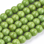 1 Strand Dyed Lime Green Round Synthetic Turquoise Beads Strands, 6mm, Hole: 1mm, about 67pcs/strand, 15.75 inch(X-TURQ-G106-6mm-02B)