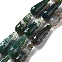Natural Indian Agate Beads Strands, Teardrop, 30~30.5x10~10.5mm, Hole: 1.4mm, about 6pcs/strand, 7.13~7.20 inch(18.1~18.3cm)(G-P528-H06-01)