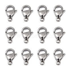 Tarnish Resistant Polished 316 Surgical Stainless Steel Lobster Claw Clasps, Parrot Trigger Clasps, Stainless Steel Color, 11x7x3.5mm, Hole: 1mm(STAS-R072-12A)