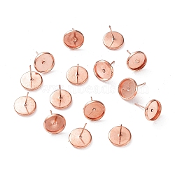 Brass Stud Earring Settings, Rose Gold, Tray: 10mm, 12x0.8mm(KK-H021-1RG)