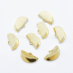 Brass Ribbon Crimp Ends, Long-Lasting Plated, Nickel Free, Fan Shaped, Real 18K Gold Plated, 11.5x20mm, Hole: 3x2mm(KK-G331-04G-NF)