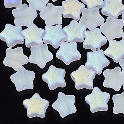 Electroplate Glass Beads, Frosted, AB Color Plated, Star, Clear AB, 8x8x4mm, Hole: 0.8~1mm(GLAA-N035-01-C01)