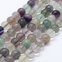 Natural Fluorite Beads Strands, Round, 8mm, Hole: 1.2mm, about 49pcs/strand, 15.35 inch(39cm)(X-G-E484-01)