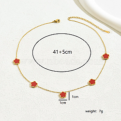 Golden Stainless Steel Flower Pendant Necklace for Women, Red, 16.14 inch(41cm)(WB0068-2)
