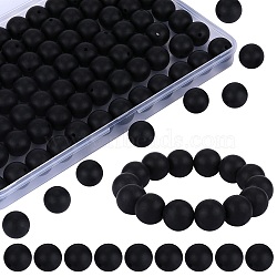 80Pcs Round Silicone Focal Beads, Chewing Beads For Teethers, DIY Nursing Necklaces Making, Black, 15mm, Hole: 2mm(SIL-SZ0001-24-15)