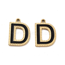 Ion Plating(IP) 316 Stainless Steel Pendants, Nickel Free, with Enamel, Letter Charm, Real 18K Gold Plated, Letter D, 17x12x2mm, Hole: 1.4mm(STAS-U014-28G-04)