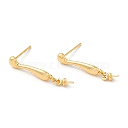 Brass Stud Earring Findings, with 925 Sterling Silver Pins, for Half Drilled Beads, Real 18K Gold Plated, 16mm, Pin: 12x0.8mm and 0.6mm(for Half Drilled Beads)(KK-M270-33G)