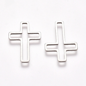 Stainless Steel Linking Rings, for Jewelry Making, Cross, Stainless Steel Color, 20.5x13.5x0.8mm, Inner Diameter: 18.5x12mm