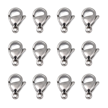 Polished 316 Surgical Stainless Steel Lobster Claw Clasps, Parrot Trigger Clasps, Stainless Steel Color, 11x7x3.5mm, Hole: 1mm