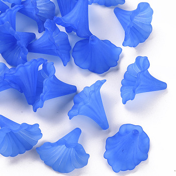 Transparent Acrylic Beads, Calla Lily, Frosted, Blue, 40.5x33x35mm, Hole: 1.8mm, about 135pcs/500g