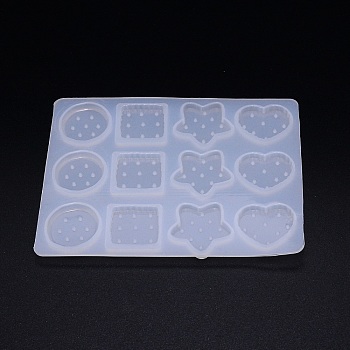 Silicone Molds, Hair Accessories Molds, For DIY Clamp Decoration, UV Resin & Epoxy Resin Jewelry Making, Cookies Shapes, White, 136x107x5.5mm