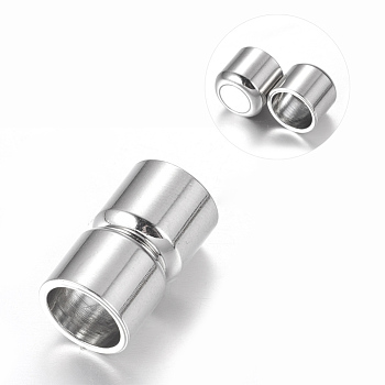 Alloy Magnetic Clasps with Glue-in Ends, Column, Platinum, 19~21x11mm, Hole: 9mm