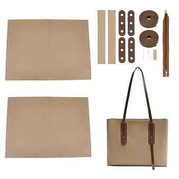 DIY Imitation Leather Women's Tote Bag Making Kit, Including Bag Straps, Needle, Thread, Zipper, BurlyWood