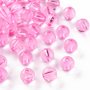 Transparent Acrylic Beads, Round, Pearl Pink, 10x9mm, Hole: 2mm, about 940pcs/500g