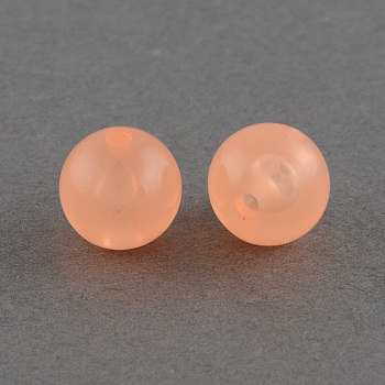 Imitation Jelly Acrylic Beads, Round, Light Salmon, 8mm, Hole: 1.5mm, about 1700pcs/500g