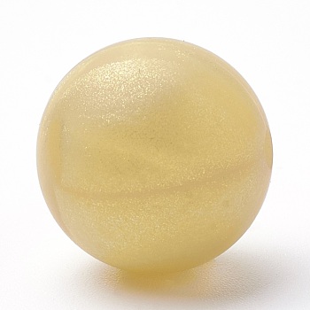 Food Grade Eco-Friendly Silicone Beads, Round, Goldenrod, 14~15mm, Hole: 2mm