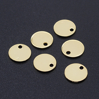 201 Stainless Steel Laser Cut Charms, Blank Stamping Tag, Flat Round, Golden, 8x1mm, Hole: 1.4mm