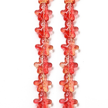 Glass Beads Strands, Gingerbread Man Shape, Orange Red, 14.5~15x14x6.5~7mm, Hole: 0.9mm, about 51pcs/strand, 26.77''(68cm)