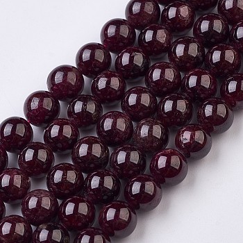 Natural Garnet Beads Strands, Round, 8mm, Hole: 1mm, about 49pcs/strand, 15.1 inch(38.5cm)
