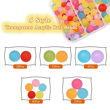 153 Pcs 5 Style Transparent Acrylic Ball Beads(FACR-YW0001-03)-2