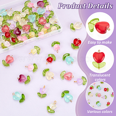 Elite 60Pcs 2 Style Handmade Lampwork Pendants(PALLOY-PH0022-33)-4