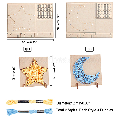 PandaHall Elite 2Sets Star & Moon 3D DIY Nail String Art Kit Arts And Crafts for Adults(DIY-PH0002-87)-4