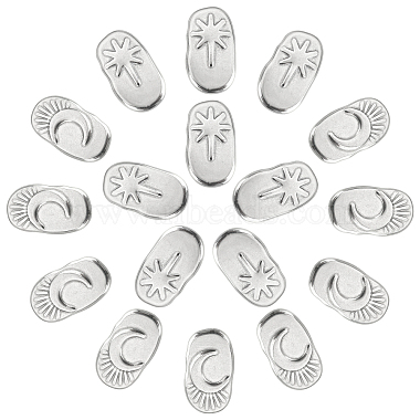 DICOSMETIC 16Pcs 2 Style Oval with Moon & Star 304 Stainless Steel Cabochons(STAS-DC0002-66)-2