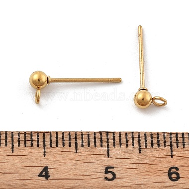 Ion Plating(IP) 304 Stainless Steel Ball Post Stud Earring Findings(STAS-E163-44G)-3