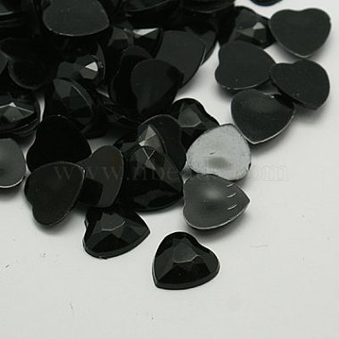 12mm Black Heart Acrylic Rhinestone Cabochons