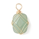Natural Green Aventurine Copper Wire Wrapped Pendants(PALLOY-JF02131-01)-1