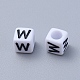 Letter W White Letter Acrylic Cube Beads(X-PL37C9308-W)-3