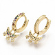 Brass Micro Pave Colorful Cubic Zirconia Dangle Hoop Earrings(EJEW-S208-074)-1